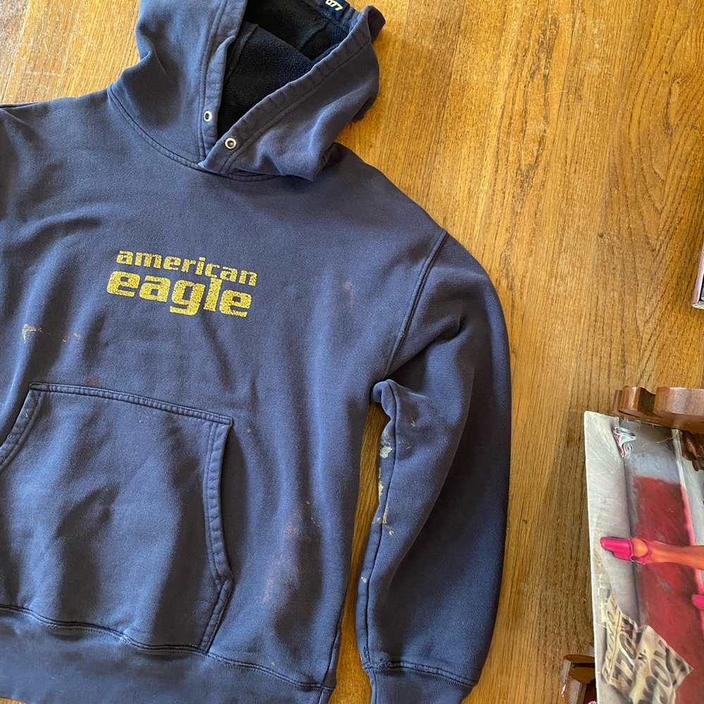 American Eagle Outfitters Vintage Blue Logo Hoodie - Picture 5 of 6